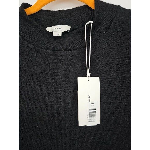 Vince Long Sleeve Fit & Flare Knit Dress Black Medium - Picture 3 of 4